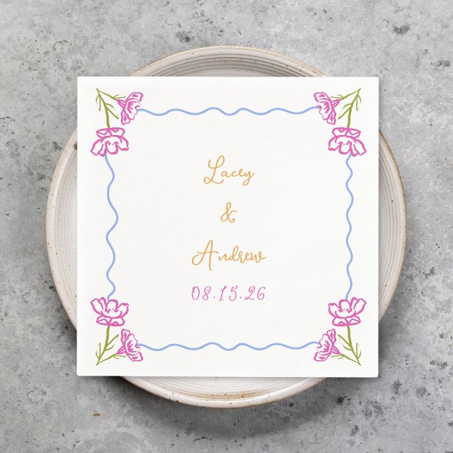 Serviette En Papier Main personnalisée tirée Mariage floral italien it (Créateur téléchargé)