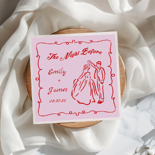 Serviette En Papier Main Rose Tiré La Nuit Avant Les Serviettes Mariag
