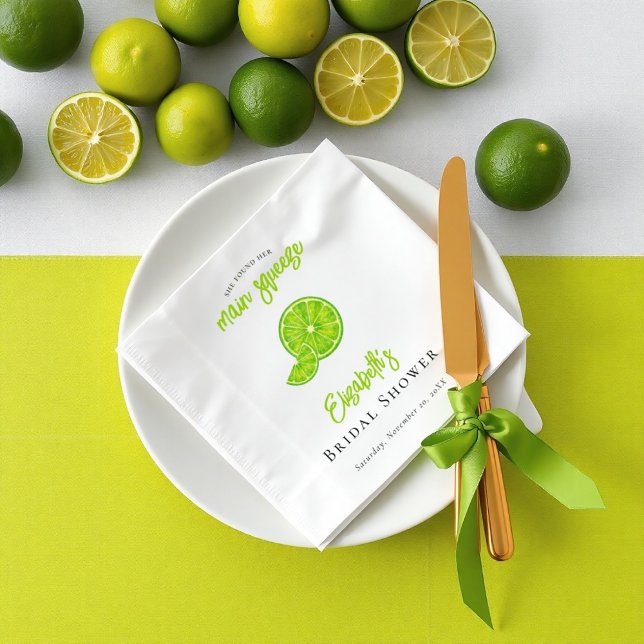 Serviette En Papier Main Squeeze Lime Green Bridal Shower Paper Napkin (Créateur téléchargé)