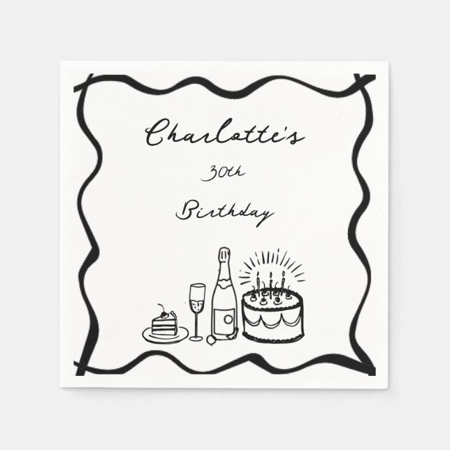 Serviette En Papier Main tirée 30e anniversaire (Devant)