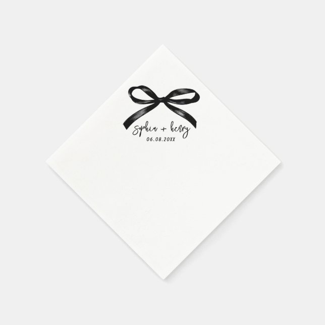 Serviette En Papier Main Tirée noir Bow Simple Cocktail Mariage Napk (Coin)