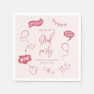 Serviette En Papier Main Tirée Quirky Blush Pink Grad Party