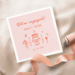 Serviette En Papier Main Tirée Quirky Fun Retro Engagement Party<br><div class="desc">Serviettes d'engagement rétro amusantes</div>