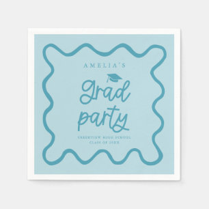 Serviette En Papier Main Tirée Vave Line Blue Grad Party