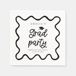 Serviette En Papier Main Tirée Vave Line White Grad Party