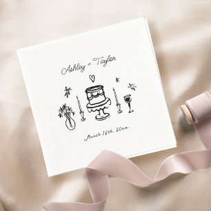 Serviette En Papier Main Whimsical tiré Mariage Quirky
