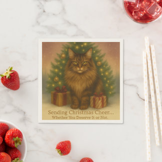 Serviette En Papier Maine Coon Christmas Napkins | Funny Holiday Table