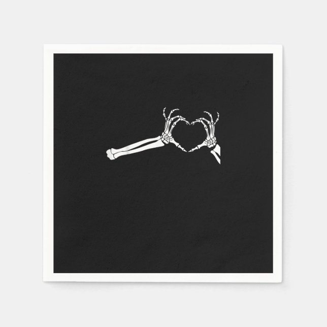 Serviette En Papier Mains Coeur Squelette Drôle. Halloween Costume pea (Devant)