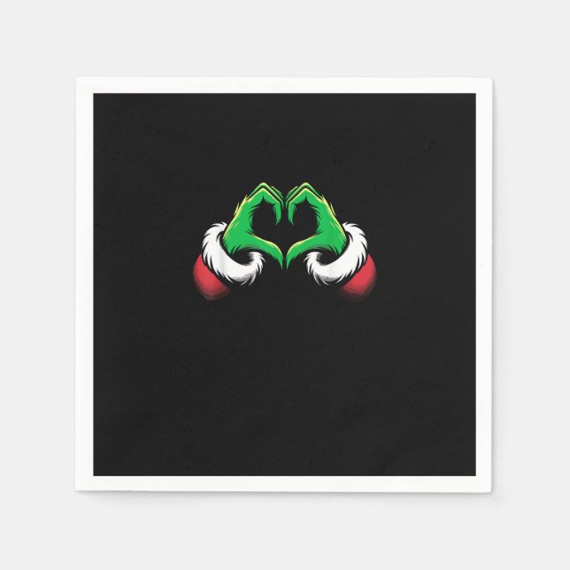 Serviette En Papier Mains de coeur amusantes Noël (Devant)