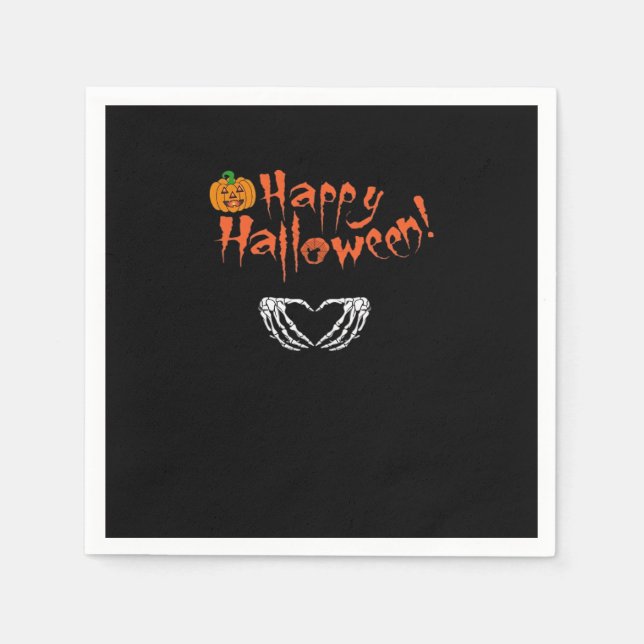 Serviette En Papier Mains éffrayantes de squelette. Joyeux Halloween. (Devant)