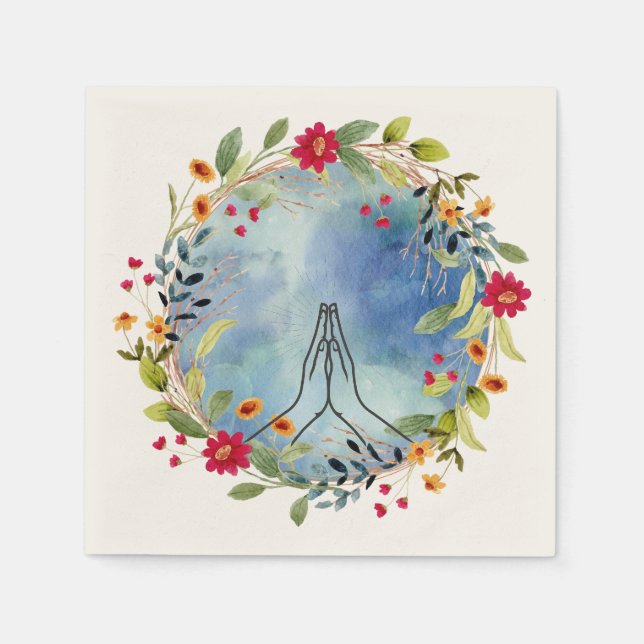 Serviette En Papier Mains en prière aquarelle (Devant)