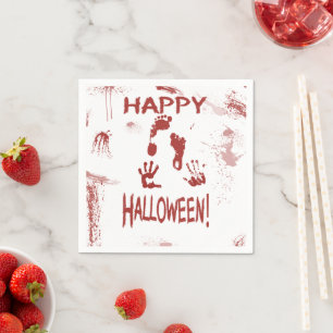 Serviette En Papier Mains et Pieds Couverts de Sang Joyeux Halloween