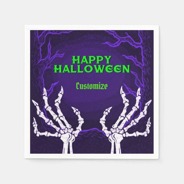 Serviette En Papier Mains pourpres de squelette (Devant)