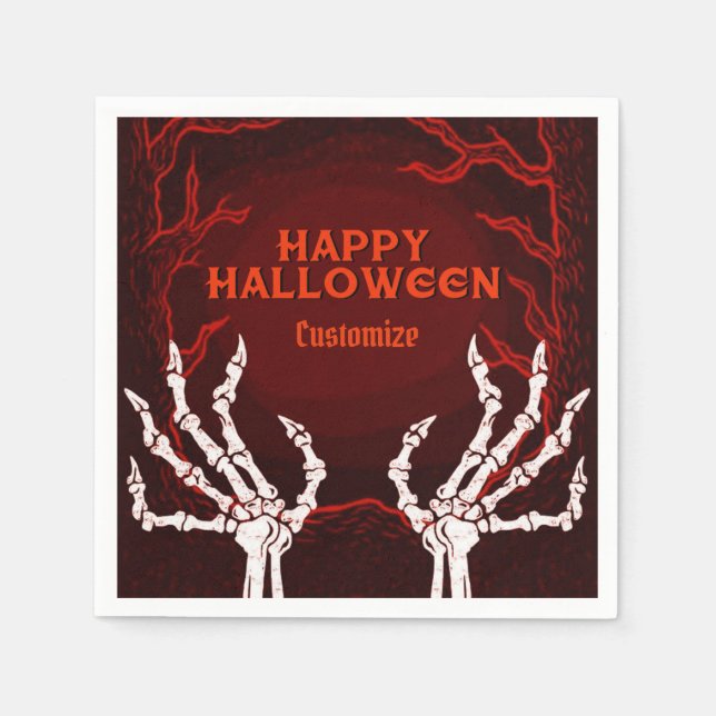 Serviette En Papier Mains squelettiques orange (Devant)