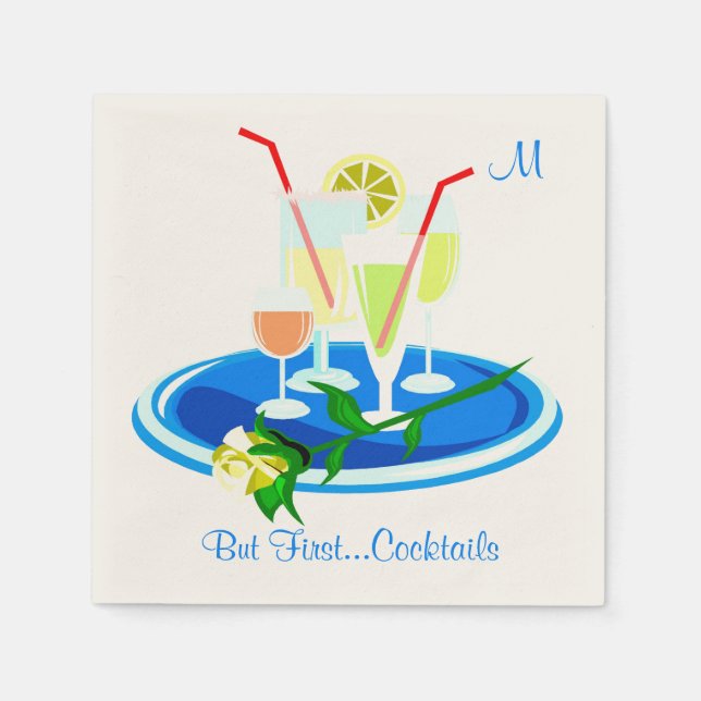 Serviette En Papier Mais Les Premiers Cocktails Boire Citation Humour  (Devant)