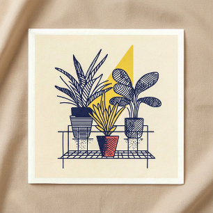 Serviette En Papier Maison Botanique moderne en pots Plante Illustrati