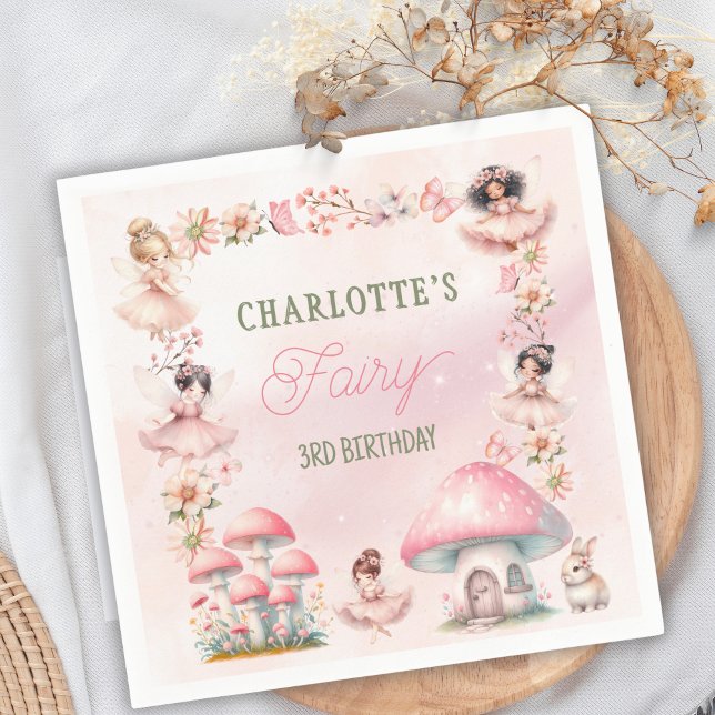Serviette En Papier Maison Champignon Fée Rose Anniversaire (Créateur téléchargé)
