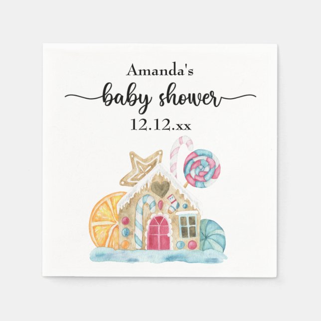Serviette En Papier maison de biscuits de Noël baby shower (Devant)