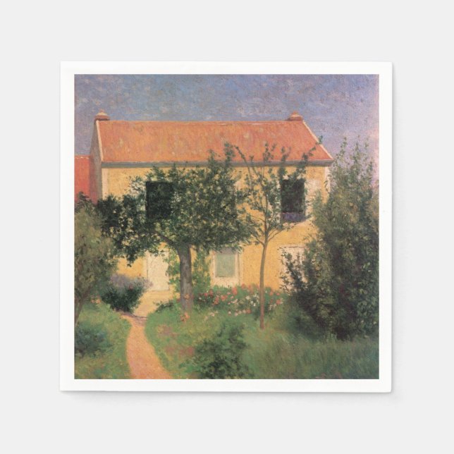 Serviette En Papier Maison de campagne italienne avec toit rouge (Devant)