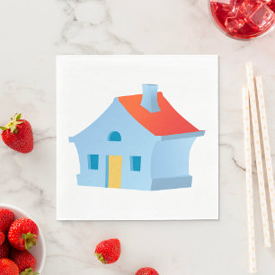 Serviette En Papier Maison de dessin animé fantaisiste Maison colorée