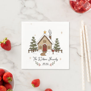 Serviette En Papier Maison de Noël Cosy Personnalisée