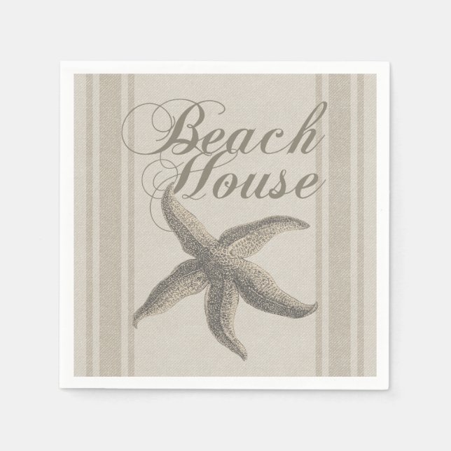 Serviette En Papier Maison de plage étoile de mer Rivage Côtiers (Devant)