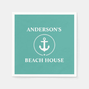 Serviette En Papier Maison de plage Nautique du nom de famille
