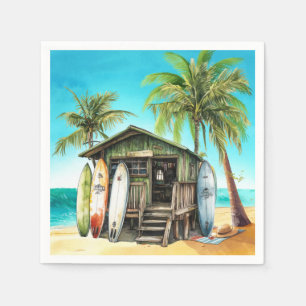 Serviette En Papier Maison de plage Surf au bord de la mer