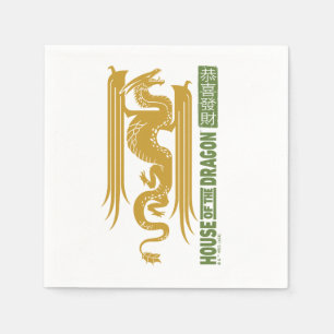 Serviette En Papier Maison du Dragon Gold & Green Nouvel An 恭 喜 財 發