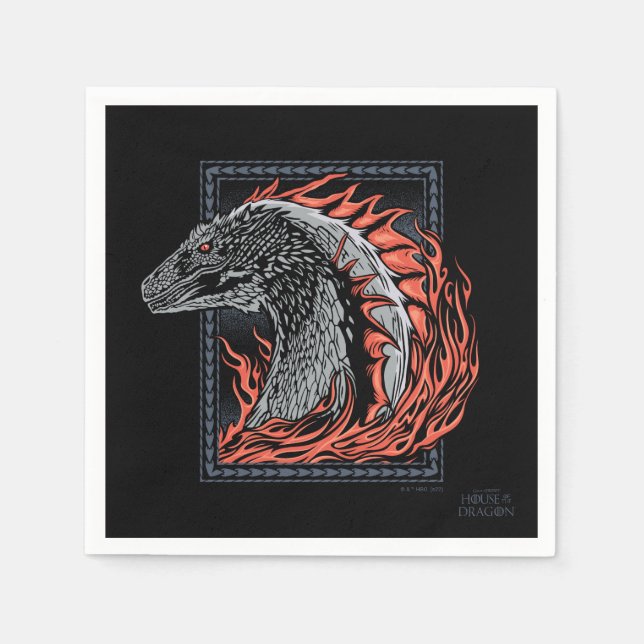 Serviette En Papier MAISON DU DRAGON | Profil de dragon en flammes (Devant)