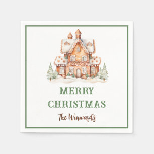 Serviette En Papier Maison en pain d'épice décorant la fête de Noël
