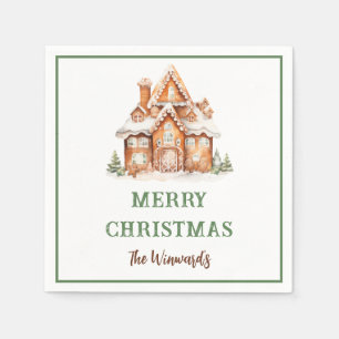 Serviette En Papier Maison en pain d'épice décorant la fête de Noël