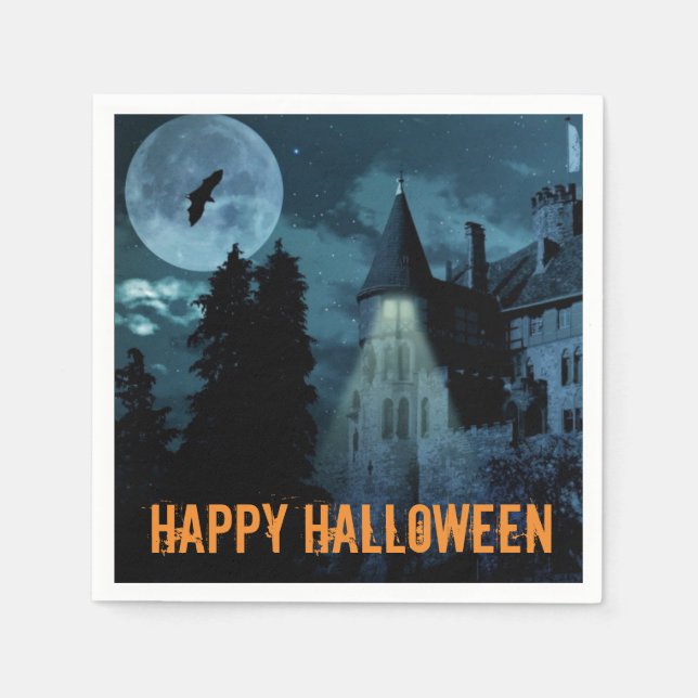 Serviette En Papier Maison gothique hantée Halloween  (Devant)