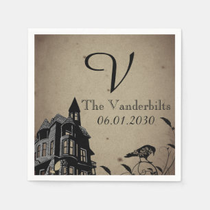 Serviette En Papier Maison gothique vintage Monogramme Mariage