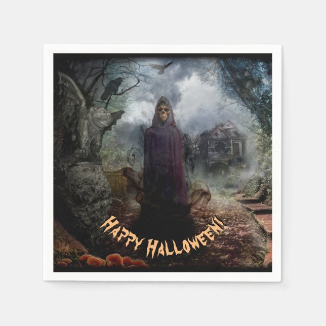 Serviette En Papier Maison hantée déplaisante et son fantôme - Hallowe (Devant)