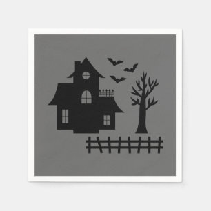 Serviette En Papier Maison hantée d'Halloween avec chauves-souris et a
