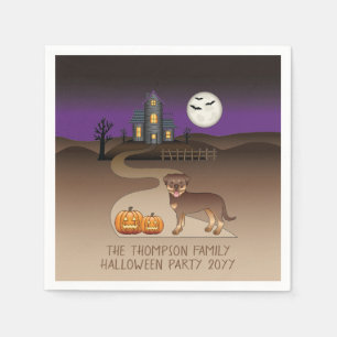 Serviette En Papier Maison hantée d'Halloween Red Et Tan Rottweiler