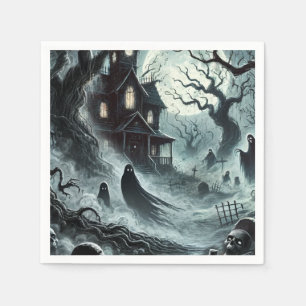 Serviette En Papier Maison Hantée effrayante de nuit de fête d'Hallowe