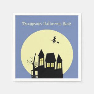 Serviette En Papier Maison hantée et sorcière volante