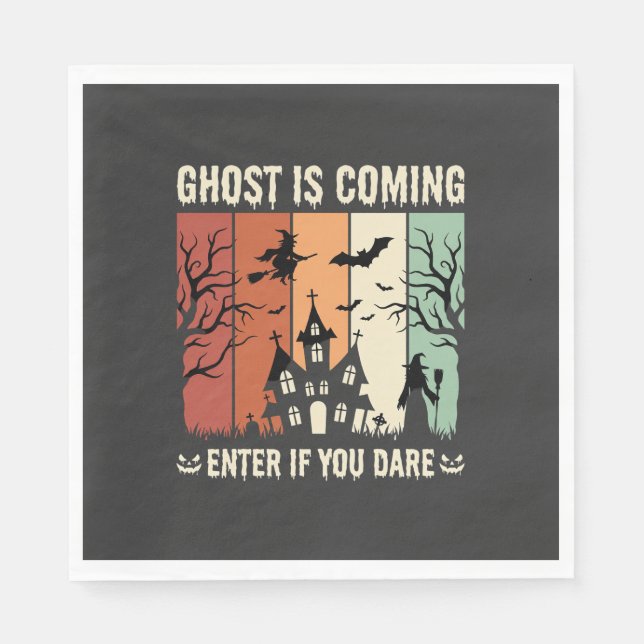 Serviette En Papier Maison Hantée Fantôme d'Halloween Arrive (Devant)