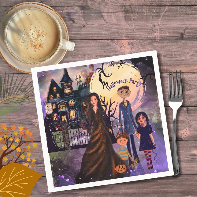 Serviette En Papier Maison hantée gothique Halloween Party Napkins (Gothic Haunted House Halloween Party Napkins)