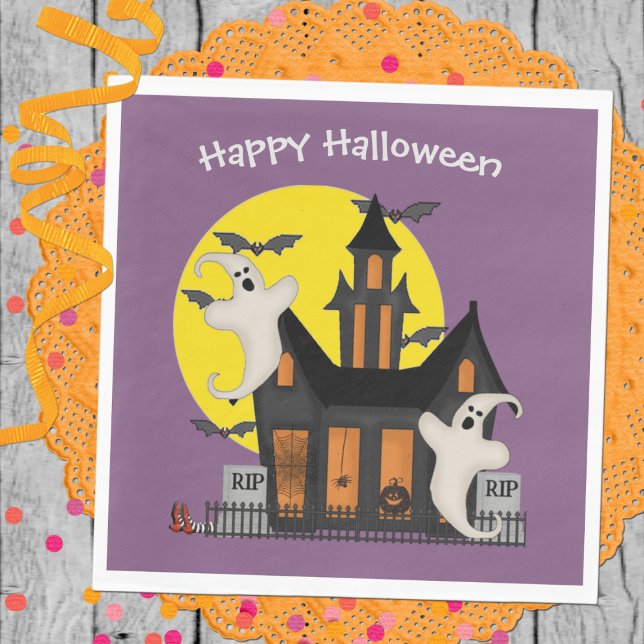 Serviette en papier maison hantée Halloween (Créateur téléchargé)