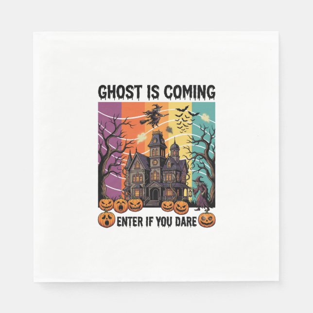 Serviette En Papier Maison Hantée Halloween Fantôme Arrive Pompe à Sor (Devant)