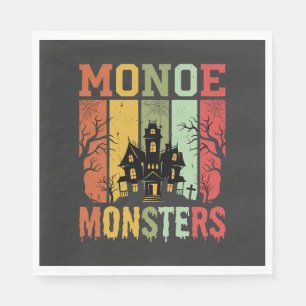 Serviette En Papier Maison Hantée Halloween Monstres Rétro