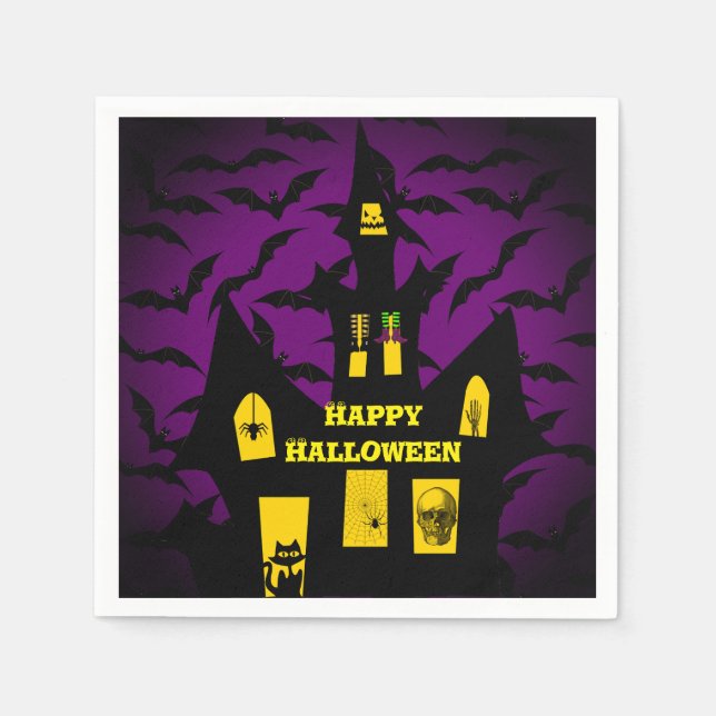 Serviette En Papier Maison hantée Halloween Papier Napkins (Devant)