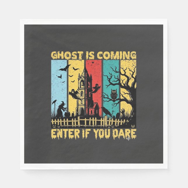 Serviette En Papier Maison Hantée Halloween Sorcière Chouette Arrivée  (Devant)