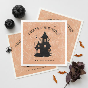 Serviette En Papier Maison hantée Happy Haunting et chauves-souris ID1