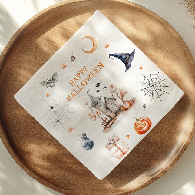 Serviette En Papier Maison Hantée Joyeux Halloween (Créateur téléchargé)