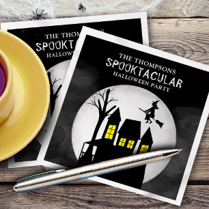 Serviette En Papier Maison Hantée Spectaculaire Halloween Sorcière