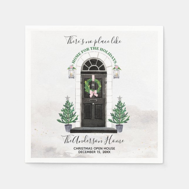 Serviette En Papier Maison ouverte de Noël pour les fêtes (Devant)